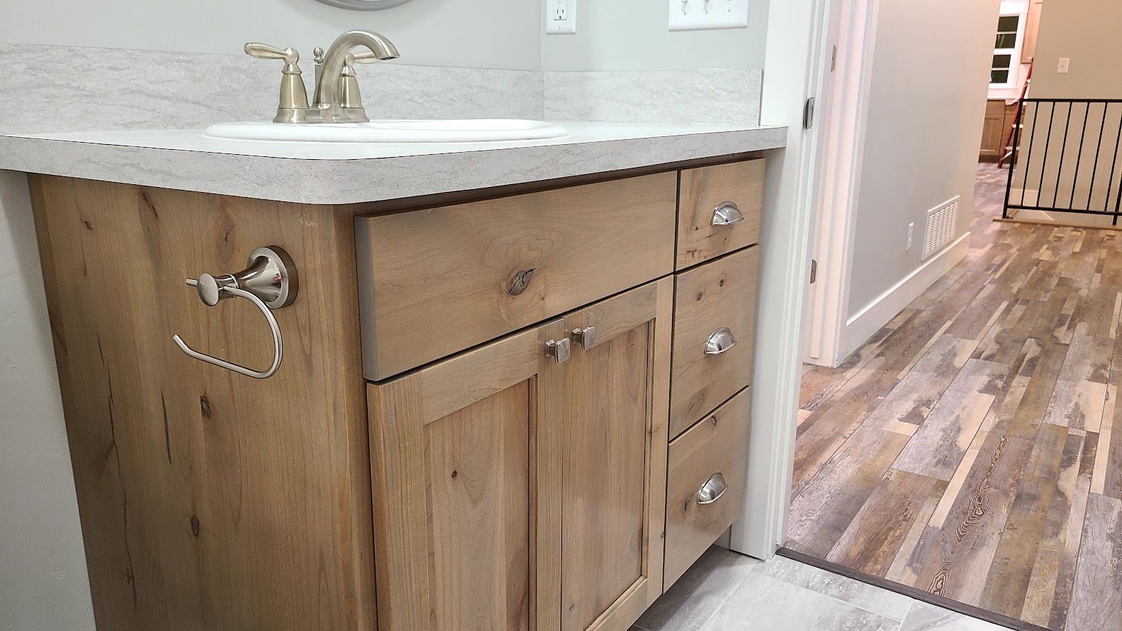 sample of what birch wood cabinets in a bathroom could look like